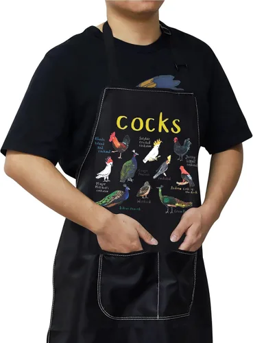 Vista 5 de WZMPA Divertido delantal de cocina para mujeres y hombres, regalos para amantes de los pollos gallos cacatúas, pavos reales para hornear y cocinar