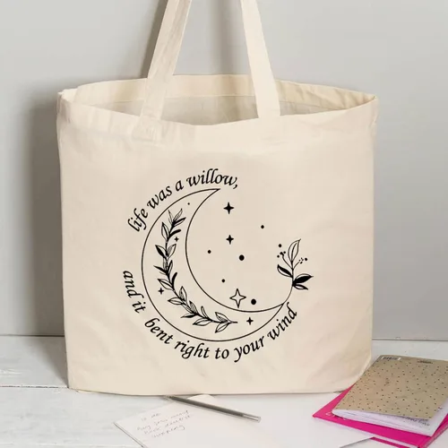 Vista 4 de TOBGBE Letra de la canción Regalo Amante de la Música Tote Bag Álbum Letra de la canción Bolsa de viaje Mercancía del cantante, Blanco sucio
