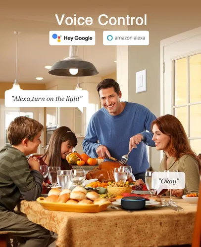 Vista 3 de Interruptores inteligentes GHome Smart para luces, interruptor de luz WiFi inteligente funciona con Alexa y Google Home, un solo polo, requiere