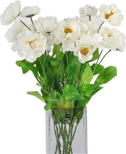 Vista 9 de Flores artificiales de amapola, 12 unidades, 20.9 in de largo, de seda, con 2 flores, para decoración del hogar, centro de mesa, decoración de Azul