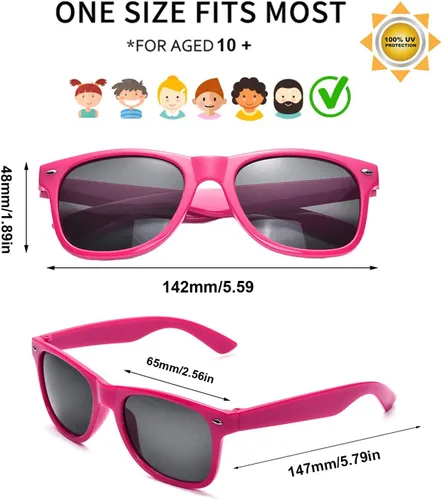 Vista 6 de Suministros para regalos de fiesta de colores neón Paquete de 8 gafas de sol unisex