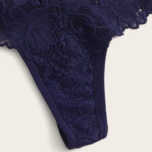 Vista 5 de Tangas de algodón para mujer bragas cruzadas con espalda en V transpirables con encaje en V ropa interior elástica tangas en T