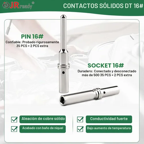 Vista 5 de Kit de conectores Deutsch JRready IP68 impermeable - 1 juego de conectores DT de 2, 3, 4, 6, 8 y 12 pines con contactos sólidos de tamaño 16