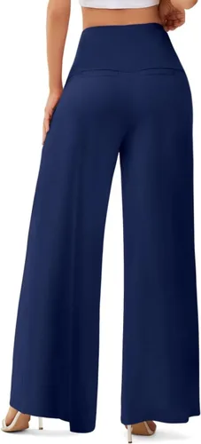 Vista 3 de JZC - Pantalones de descanso estilo palazzo para mujer, elásticos, de pierna ancha, casuales, cómodos, de tiro alto, holgados, tallas S-3XL