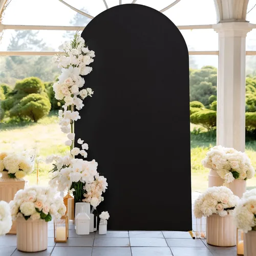 Vista 208 de Baby Blue Arch Backdrop Cover, 6FT Spandex Fitted Wedding Arch Stand Covers Round Top Chiara Backdrop Cover for Birthday Party Ceremony Banquet Azul