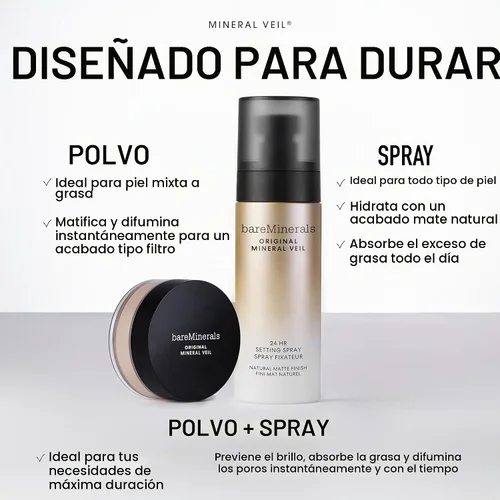 Vista 7 de bareMinerals Original Mineral Veil Spray fijador mate, 3.4 onzas líquidas