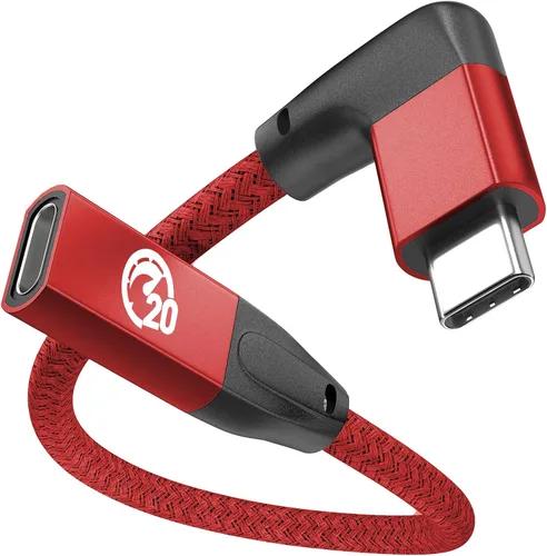 Vista 9 de UseBean Cable de extensión USB C en ángulo recto de 0.6 pies, 90 grados USB-C 3.2 Gen 2 20Gbps macho a hembra tipo C 4K cable extensor de video