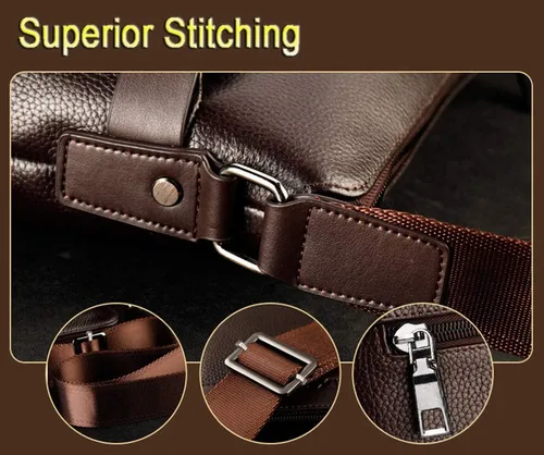 Vista 3 de Bolso bandolera de cuero para hombre, bolso de hombro para hombre
