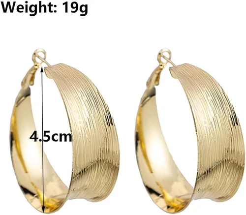 Vista 3 de Aretes de Aro Gruesos de Oro para Mujeres Exagerados Grandes Anchos Post Gruesos Aretes de Aro Minimalistas Pulidos 80MM Aretes de Declaración