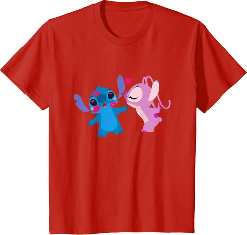 Vista 3 de Disney Stitch and Angel - Camiseta para el día de San Valentín Negro