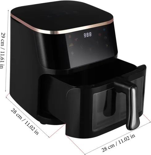 Vista 2 de Uonlytech Freidora de aire digital con pantalla táctil con calentamiento rápido y antiadherente apta para lavavajillas, cesta multiusos para comidas