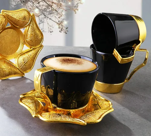 Vista 8 de LaModaHome Juego de 6 tazas de café expreso con platillos, tazas de café griego árabe turco de porcelana para mujeres, hombres, adultos, invitados