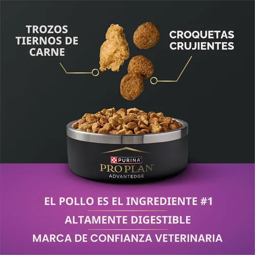 Vista 3 de Purina Pro Plan AdvantEDGE Senior Support Plus - Alimento seco para perros con mezcla triturada de pollo y arroz para razas pequeñas, bolsa de 3.5