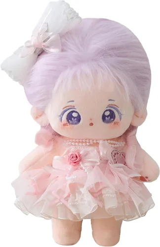 Vista 9 de CALEMBOU Muñeca de peluche - Muñeca de algodón suave y linda de 20 cm de anime kawaii con disfraz de esqueleto y ropa (Chacha)