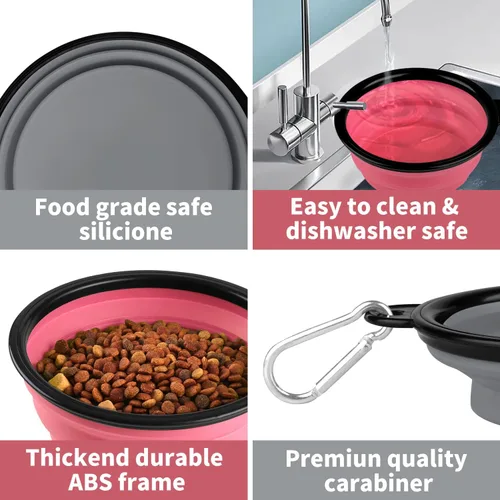 Vista 83 de COOYOO Cuenco plegable para perros, paquete de 2 cuencos plegables para agua para perros y gatos, plato portátil para alimentación de mascotas