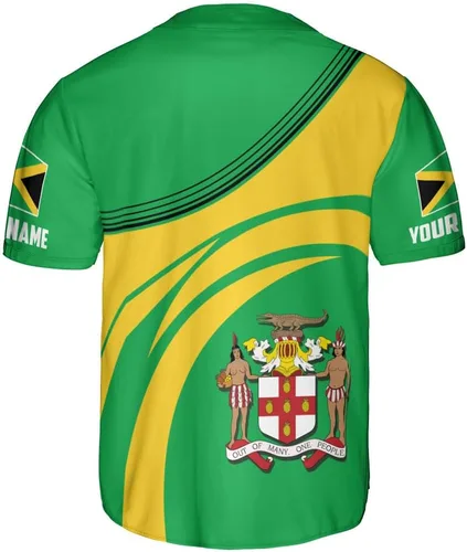 Vista 3 de Camiseta de béisbol de Jamaica con nombre personalizado, camiseta jamaicana personalizada, uniforme de orgullo de Jamaica, unisex, S-5XL