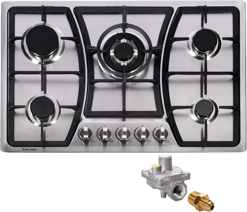 Vista 2 de Placa de cocina de gas de 30 pulgadas GLP/NG convertible de gas de acero inoxidable Cocina de gas incorporada DM527-SA03Z Estufa de gas