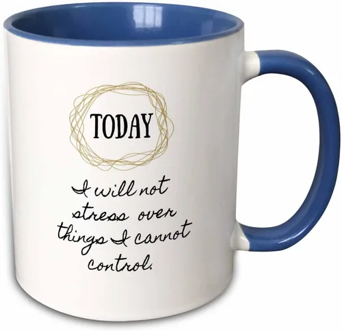 Vista 11 de 3dRose Image of Today I Will Not Stress Over Things I Cannot Control - Taza negra de dos tonos de 11 oz