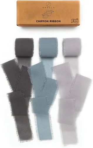 Vista 20 de Juego de 3 rollos de cinta de gasa de gasa hecha a mano con flecos de 1.5 pulgadas x 7 yardas para decoración de flores, invitaciones de boda
