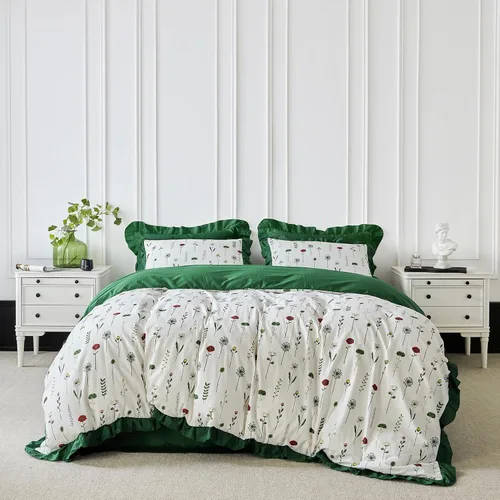 Vista 11 de SUSYBAO - Conjunto de funda de edredón de 3 piezas, 100% algodón lavado natural, que incluye 1 funda de edredón y 2 fundas de almohada de alta