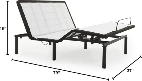 Vista 3 de Nutan Base de cama ajustable de 15 pulgadas con inclinación de cabeza y pie, control remoto con cable, barra de retención y no requiere