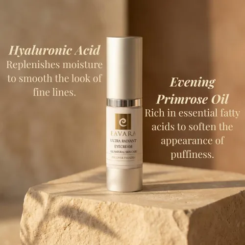 Vista 4 de Crema de ojos orgánica antienvejecimiento para ojeras e hinchazón, suero natural debajo de los ojos con ácido hialurónico, aceite de jojoba