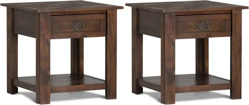 Vista 15 de SIMPLIHOME Monroe - Mesa auxiliar de madera de acacia maciza de 22 pulgadas de ancho en color marrón ceniza envejecido, mesa decorativa rústica