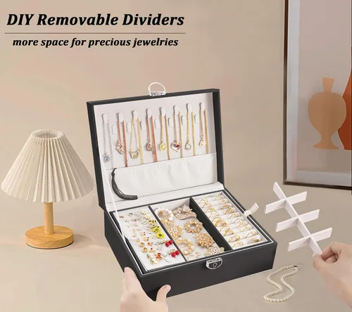 Vista 4 de Joyero organizador para mujeres y niñas, 2 en 1, cajas de joyería y organizadores, caja organizadora de joyas grande para anillos, pulseras