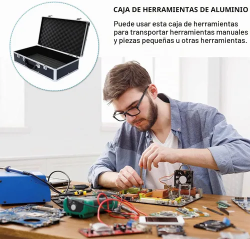 Vista 7 de DOITOOL - Caja de herramientas de 19.68 x 11.02 x 5.11 pulgadas, caja de almacenamiento rígida con insertos de espuma, piezas portátiles