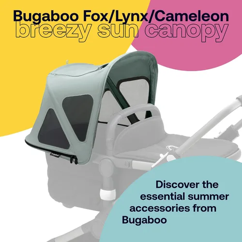 Vista 2 de Bugaboo Toldo Breezy con paneles de ventilación y mosquitera integrada, compatible con cochecitos Fox, Cangaroo, Cameleon 3 y Lynx, tela UPF 50+