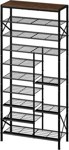 Vista 10 de Estante de zapatos de 8 niveles, organizador de almacenamiento de zapatos con almacenamiento para botas, estante de zapatos de gran capacidad que