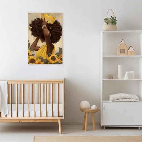 Vista 2 de ARTZGX Arte de pared afroamericano, lienzo para mujer, fotos de girasol, flores amarillas, marco de decoración de pared