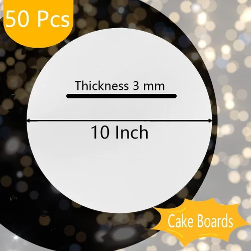 Vista 4 de Tableros redondos para tartas de 10 pulgadas, 50 unidades, base de pastel de grado alimenticio, placa para pastel impermeable y a prueba de aceite
