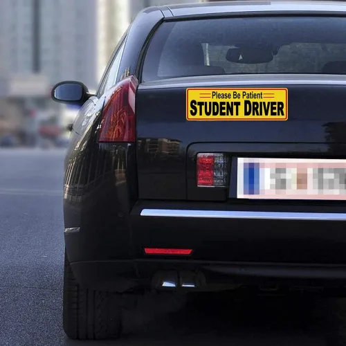 Vista 6 de 3 calcomanías adhesivas de seguridad para conductor estudiante con texto en inglés "Student Driver Please Be Patient" de 12 x 3.8 pulgadas