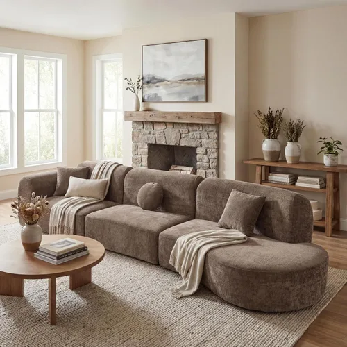 Vista 30 de Sofá Seccional Curvo de 106 pulgadas Sofá de Esponja con Chaise Lounge para Sala de Estar, Sofá Seccional Moderno en Forma de L, Sin Estructura