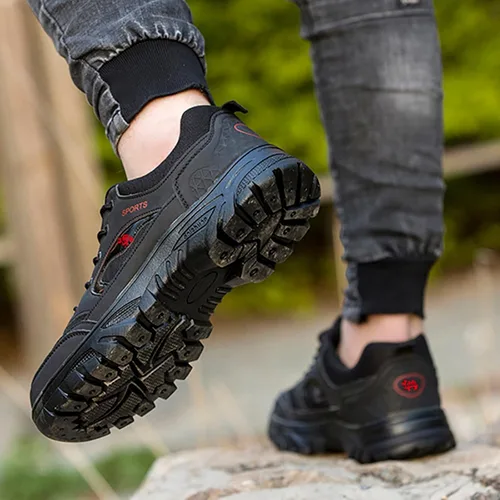 Vista 3 de VKVWIV Zapatos de senderismo anchos para hombre, impermeables, antideslizantes, transpirables, para exteriores, senderismo, senderismo, trabajo al