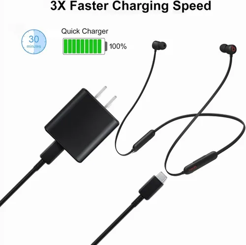 Vista 3 de USB-C Beats - Cable de carga de pared para auriculares compatible con Beats Powerbeats Pro 2, Solo 4, Studio Buds +, Studio Pro (x Kim Kardashian)