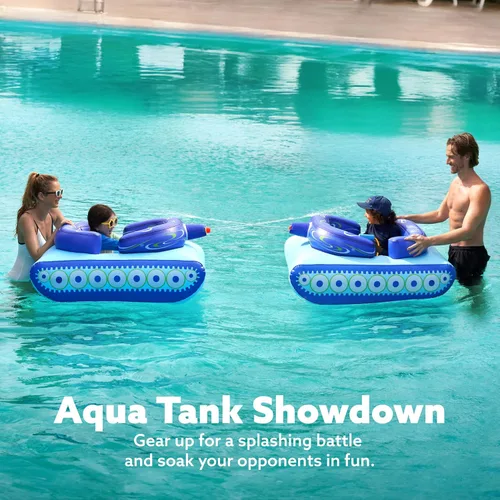 Vista 4 de SLOOSH Flotadores inflables de piscina para niños, flotadores de piscina con pistola de agua, juguetes de lucha de agua, diversión de batalla