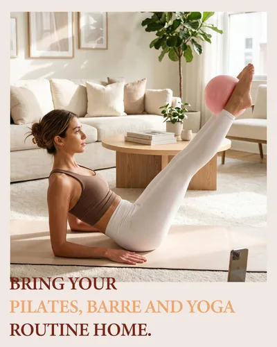 Vista 2 de Trideer Pelota de pilates de 9 pulgadas, pelota de ejercicio pequeña para yoga, entrenamiento de núcleo, terapia física, equilibrio, estabilidad