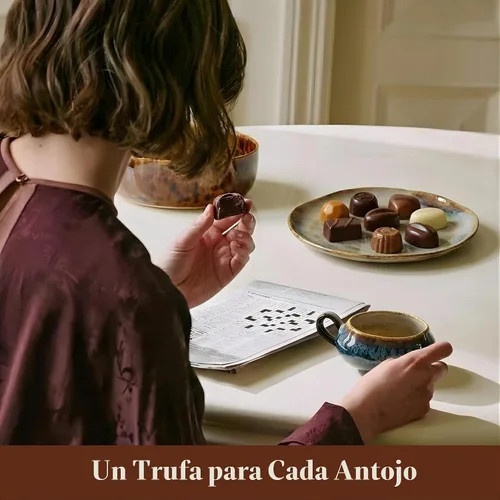 Vista 4 de ANDY ANAND CHOCOLATIER Trufas de chocolate belgas sin azúcar, deliciosa caja de regalo de surtido de chocolate hecho a mano, endulzado con stevia