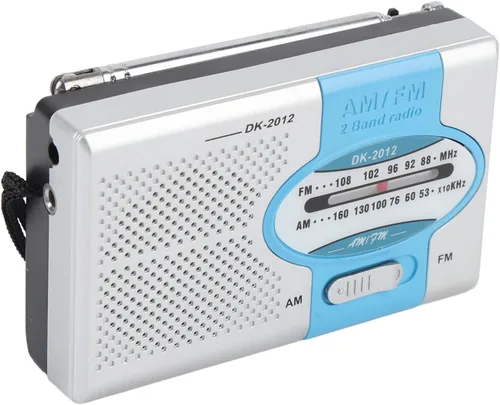 Vista 3 de Radio portátil, radio transistor de bolsillo AM FM con altavoz y conector para auriculares, para viajes al aire libre y uso doméstico (azul plateado)