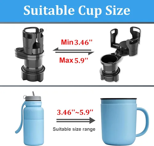Vista 4 de Expansor de portavasos de automóvil con base ajustable y expansor para vehículos, compatible con tazas, compatible con tazas Yeti de 14/24/36/40/46