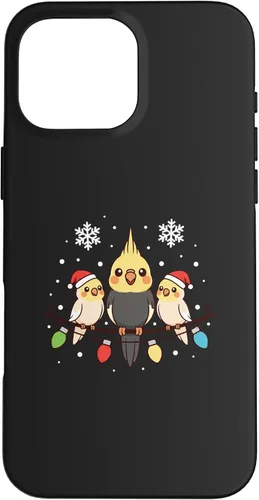 Vista 19 de Bird Cockatiel Holiday Trio Perched Cartoon Cheer Case for iPhone 16