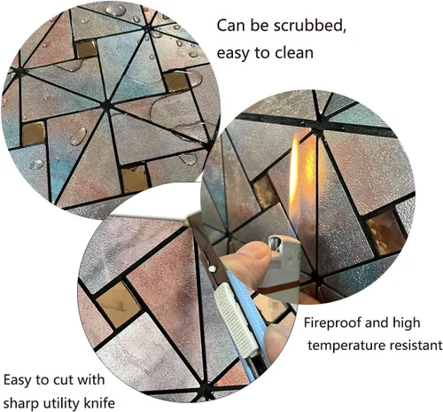 Vista 6 de XUANINY Azulejo autoadhesivo de 10 hojas para salpicaduras, molino de viento y vidrio, azulejos de mosaico de aluminio de metal para decoración