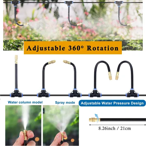 Vista 5 de Kits automáticos de riego por goteo, sistema de riego de jardín, incluye filtro inhibidor de calcio y manguera de riego de 50 pies y 5/16 pulgadas