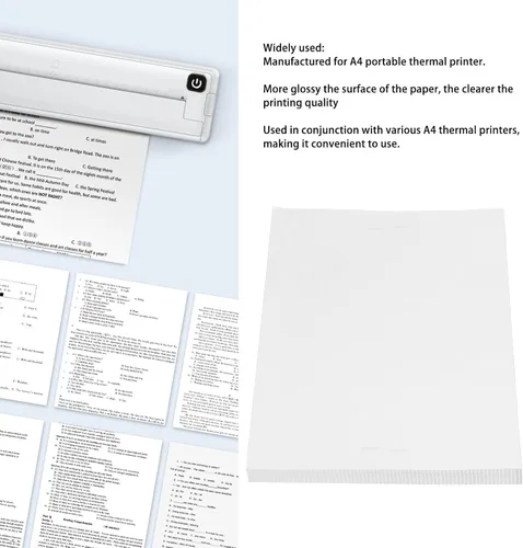 Vista 5 de A4 Thermal Paper, 100 Page Thermal Printer Paper, 8.2 x 11.7 Inches for Portable Thermal Printer, Compatible with Most Thermal Printers