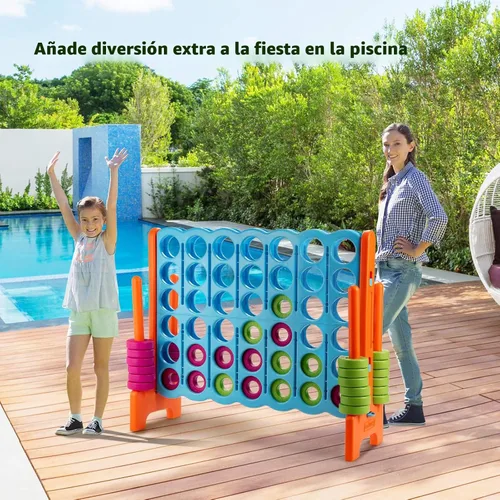 Vista 8 de COSTWAY Juego Gigante Jumbo 4 en Raya, Conecta 4 para Niños y Adultos, 3.5 Pies de Alto para Interiores y Exteriores con 42 Anillos Jumbo