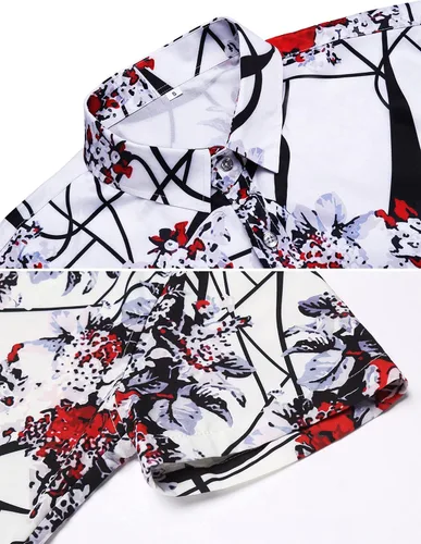 Vista 4 de Daupanzees - Camisa hawaiana de manga corta con botones para hombre