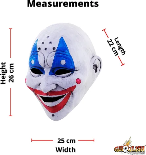 Vista 4 de Ghoulish Productions Máscara de payaso con pinzas máscara de látex de payaso con cabello rojo Máscara de payaso para adultos aterrador Máscara