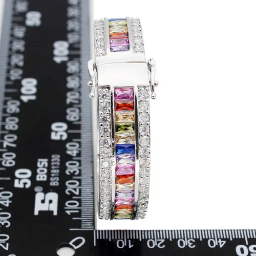 Vista 4 de Pulseras de amatista para mujer, color granate, rubí azul, zafiro, pulsera de tenis, novia, novia, joyería, Piedra Platino, morganita, topacio